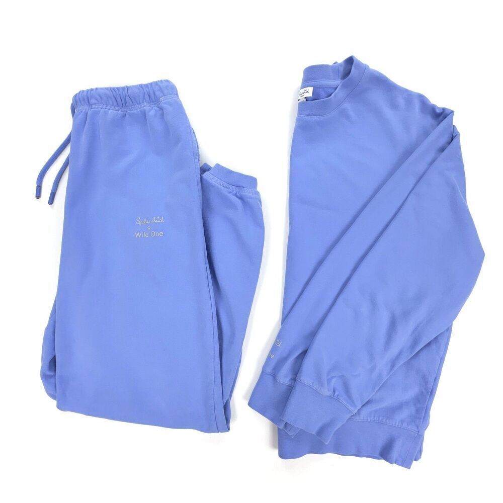 SPLENDID Wild One All-Gender Crewneck Pullover Co-ord Jogger Sweatsuit Moonstone
